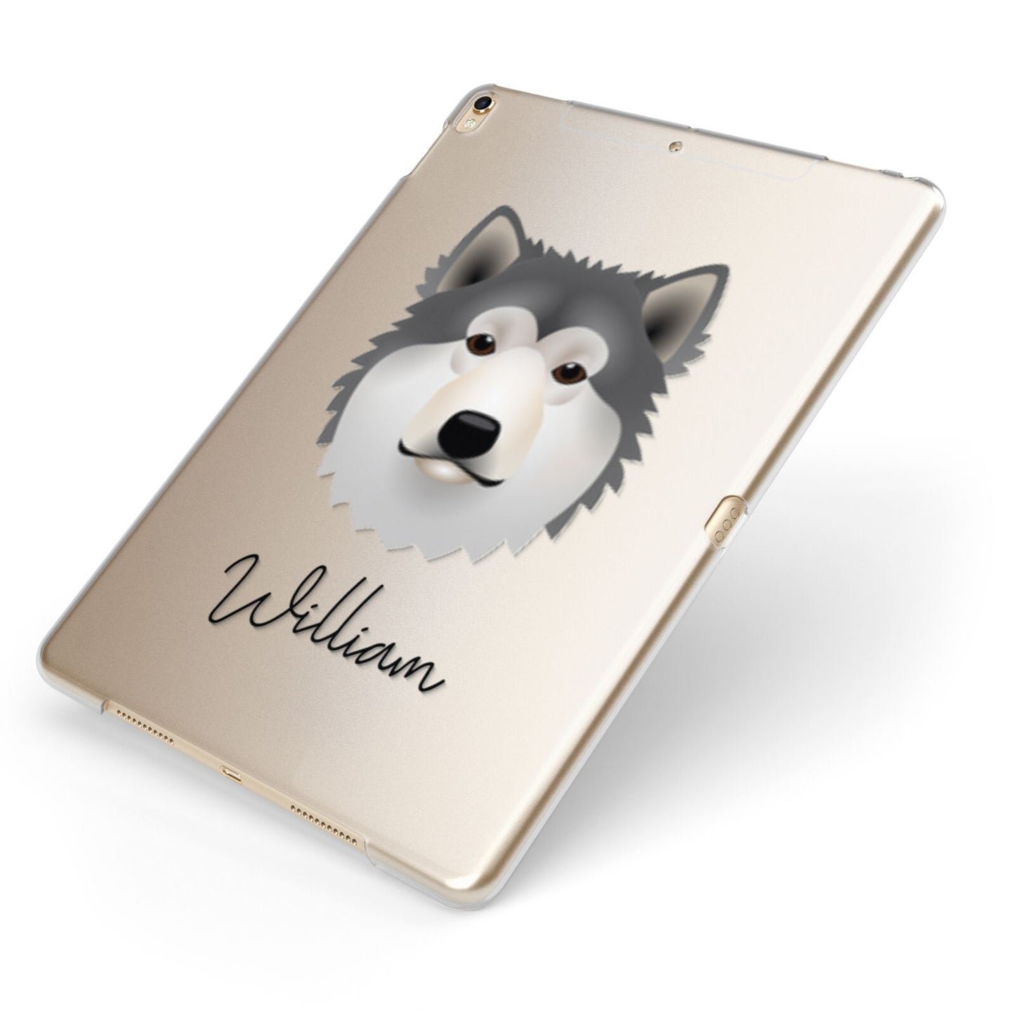 Alaskan Malamute Personalised Apple iPad Case on Gold iPad Side View