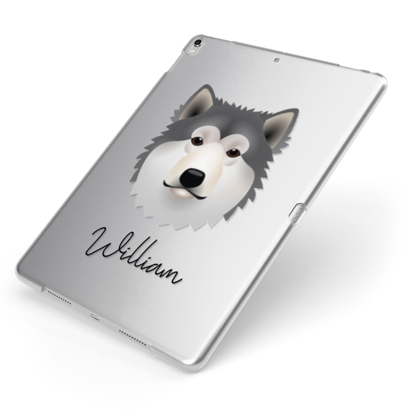 Alaskan Malamute Personalised Apple iPad Case on Silver iPad Side View