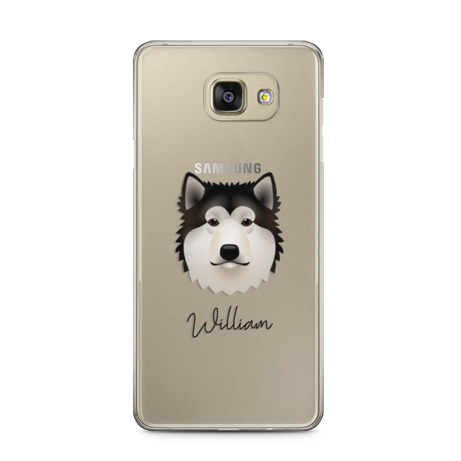 Alaskan Malamute Personalised Samsung Galaxy A5 2016 Case on gold phone