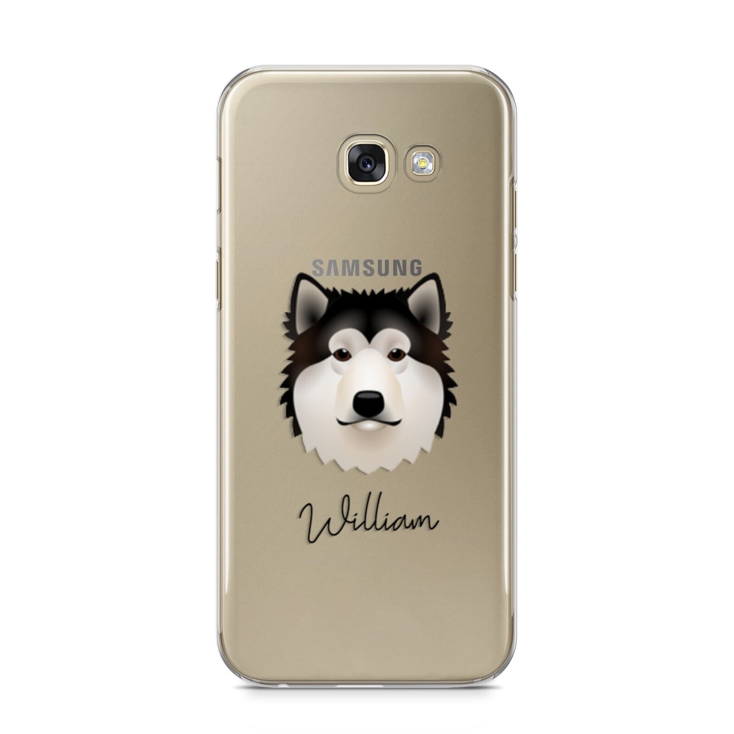 Alaskan Malamute Personalised Samsung Galaxy A5 2017 Case on gold phone