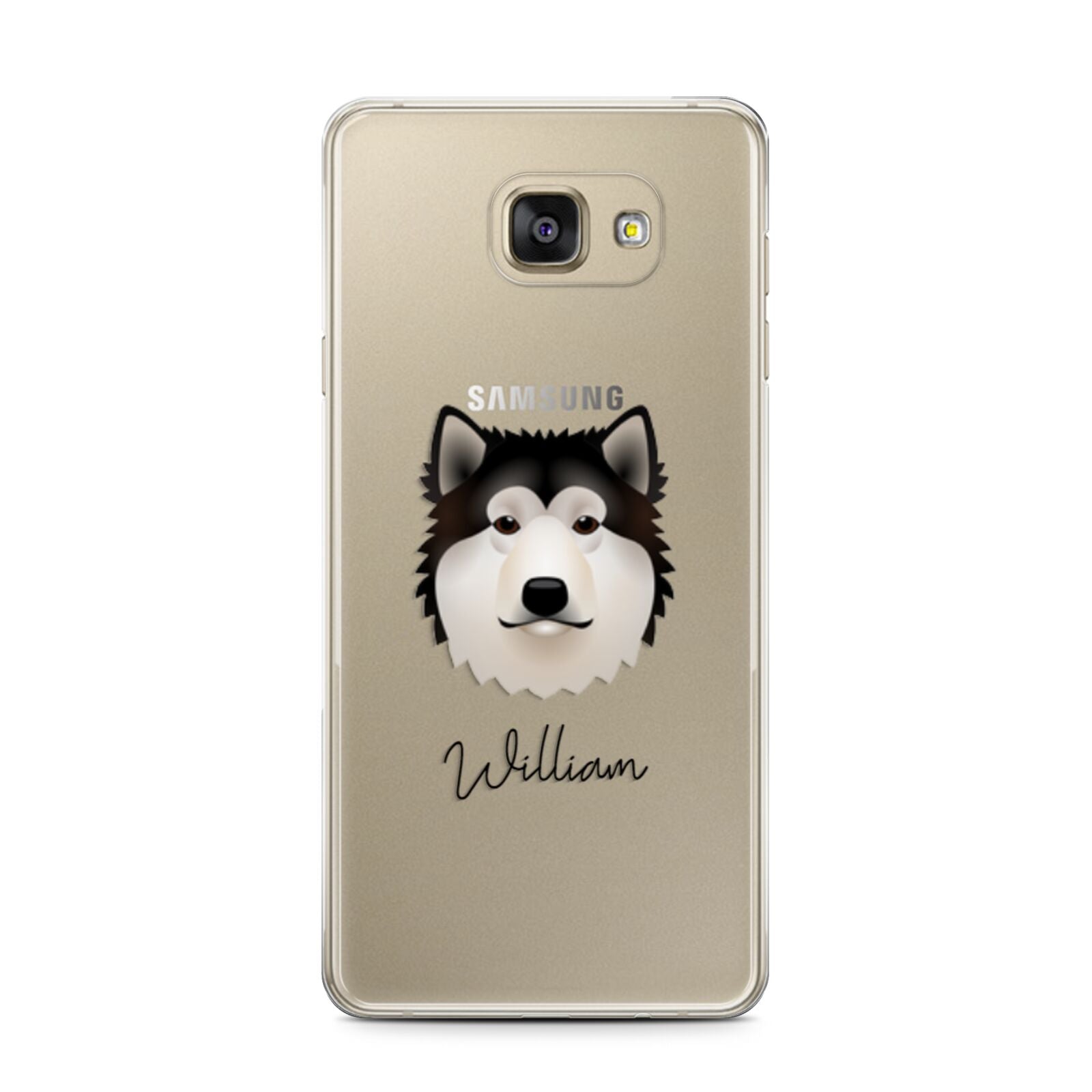 Alaskan Malamute Personalised Samsung Galaxy A7 2016 Case on gold phone