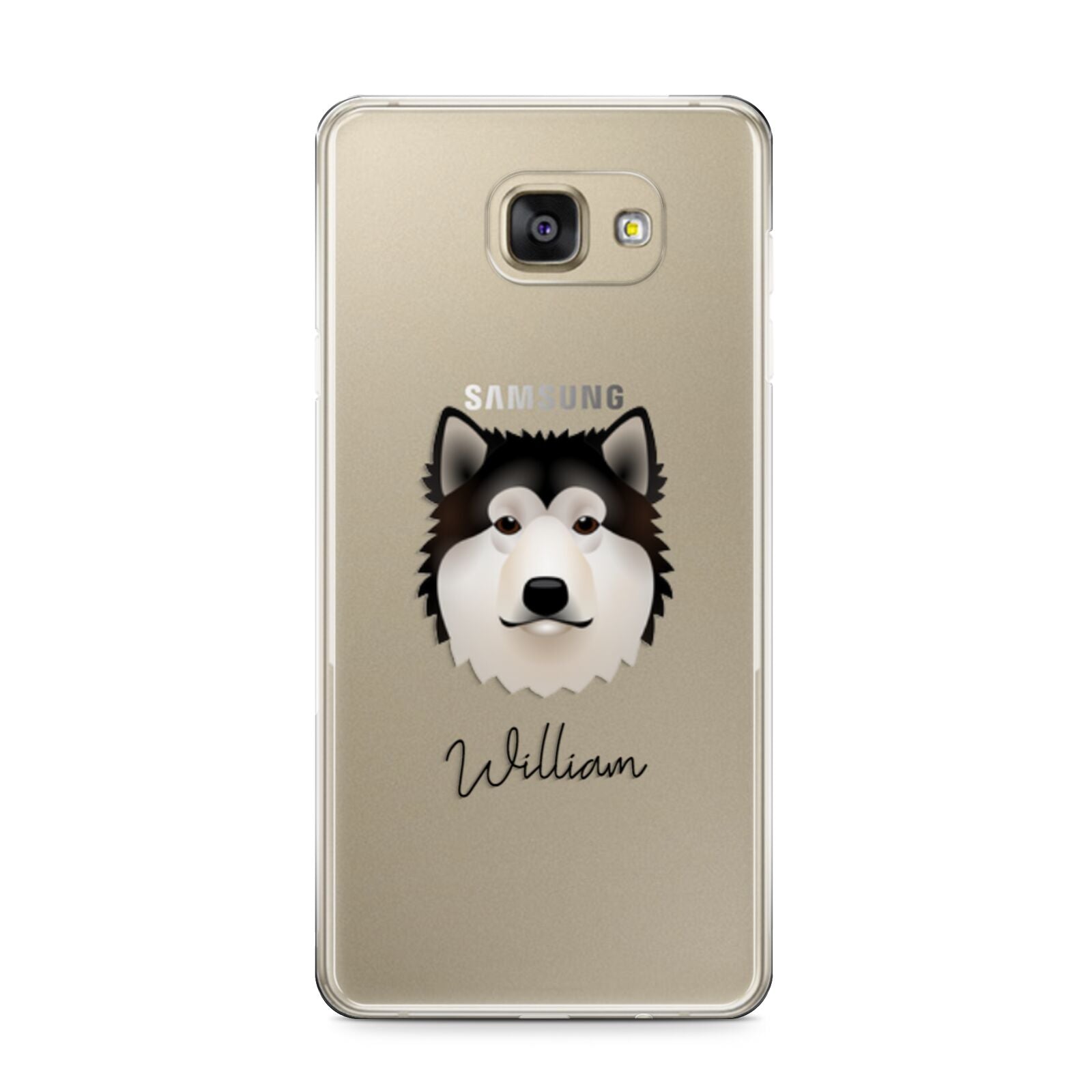 Alaskan Malamute Personalised Samsung Galaxy A9 2016 Case on gold phone