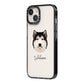 Alaskan Malamute Personalised iPhone 14 Black Impact Case Side Angle on Silver phone