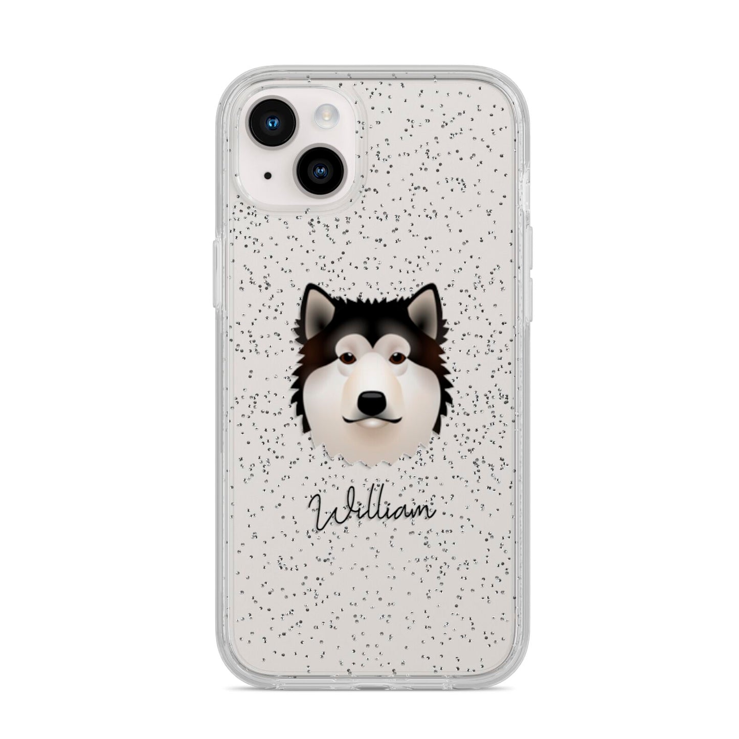 Alaskan Malamute Personalised iPhone 14 Plus Glitter Tough Case Starlight