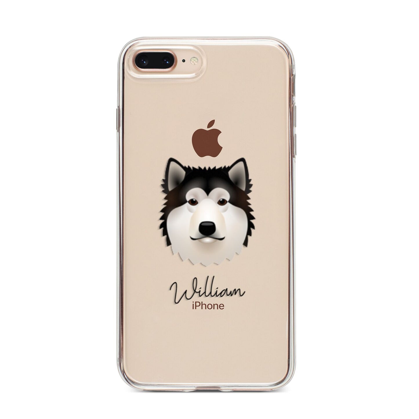 Alaskan Malamute Personalised iPhone 8 Plus Bumper Case on Gold iPhone