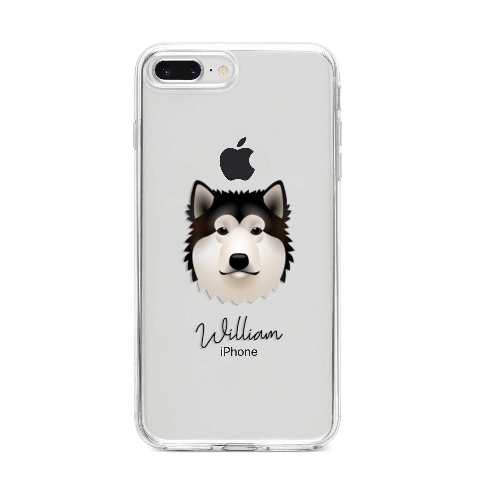 Alaskan Malamute Personalised iPhone 8 Plus Bumper Case on Silver iPhone