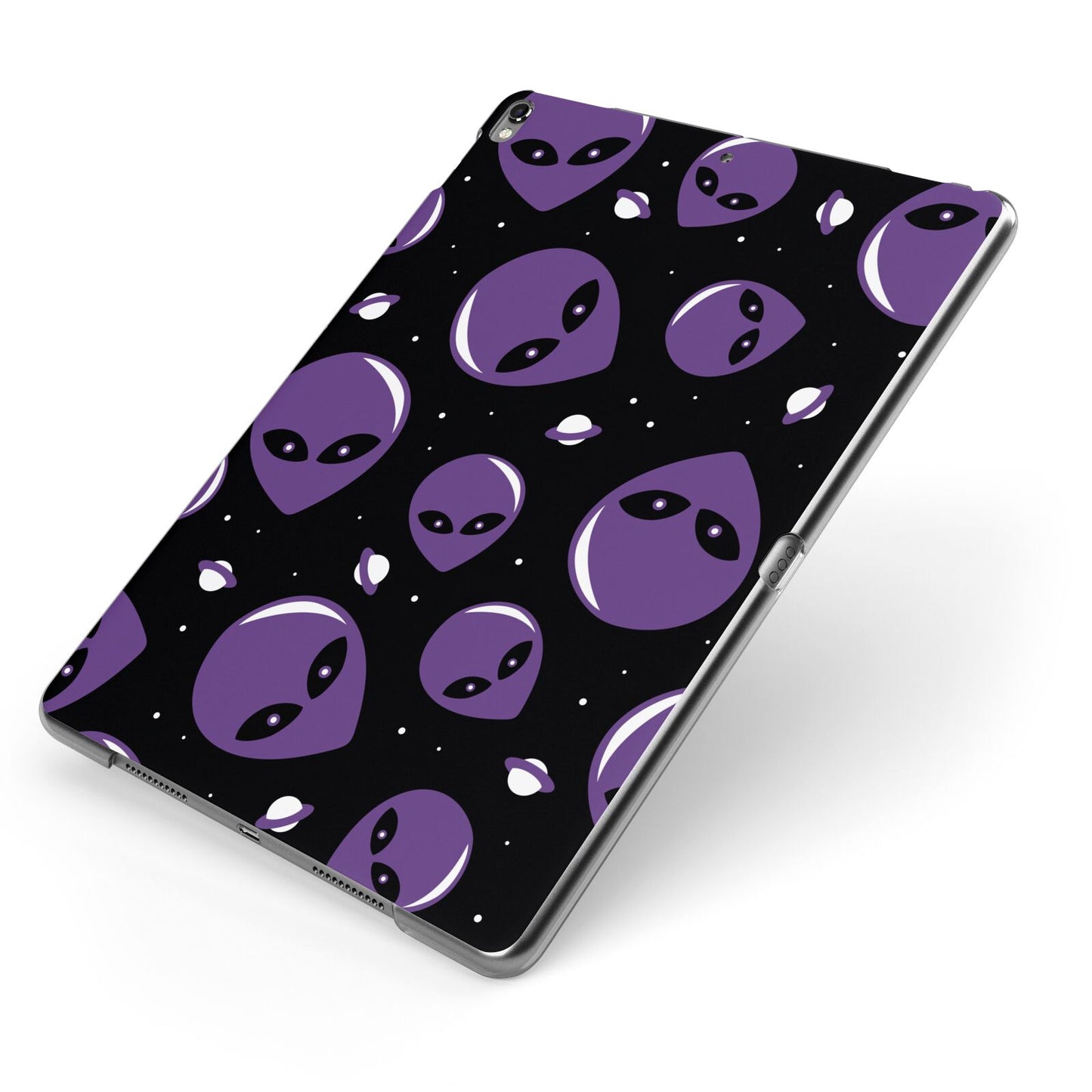 Alien Faces Apple iPad Case on Grey iPad Side View