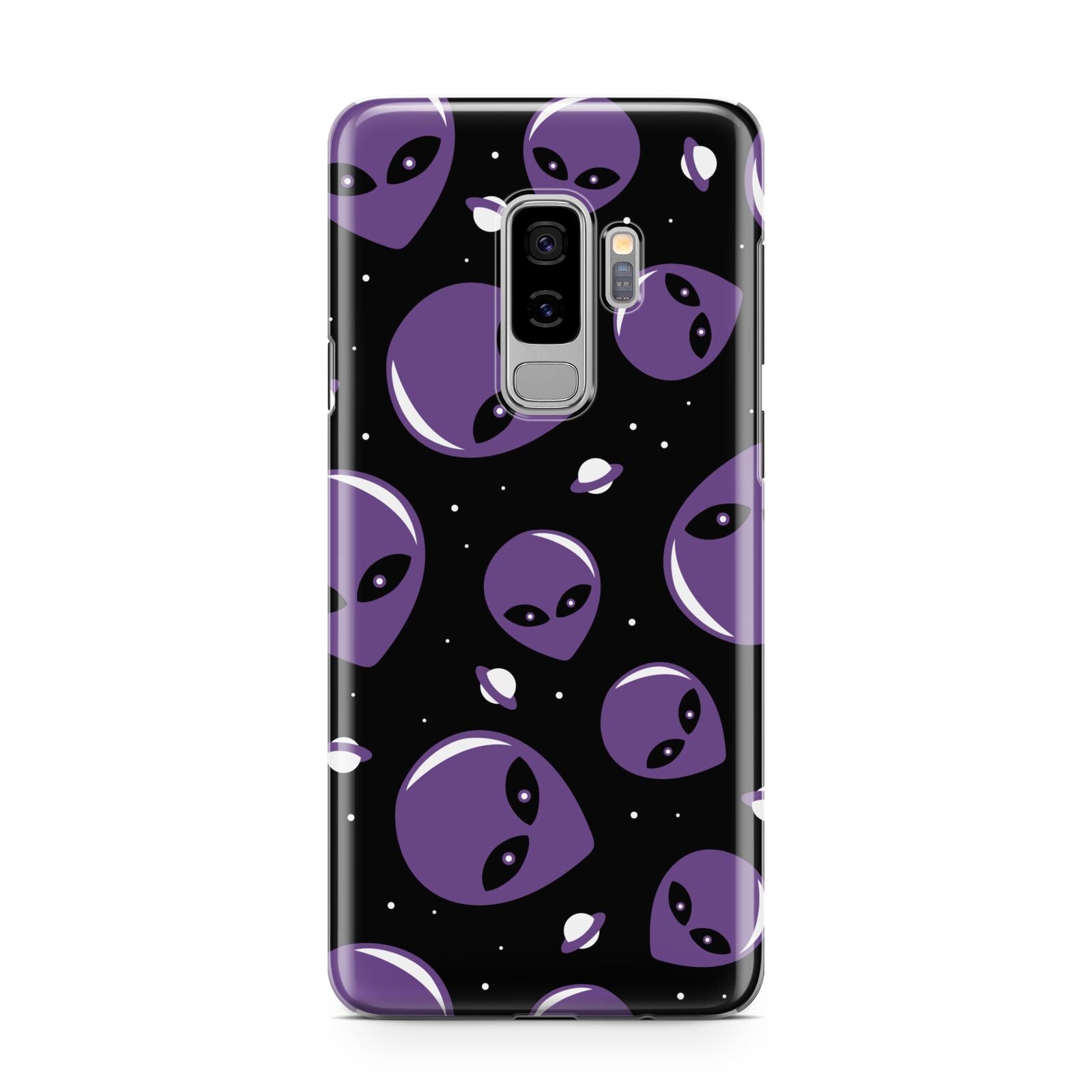 Alien Faces Samsung Galaxy S9 Plus Case on Silver phone