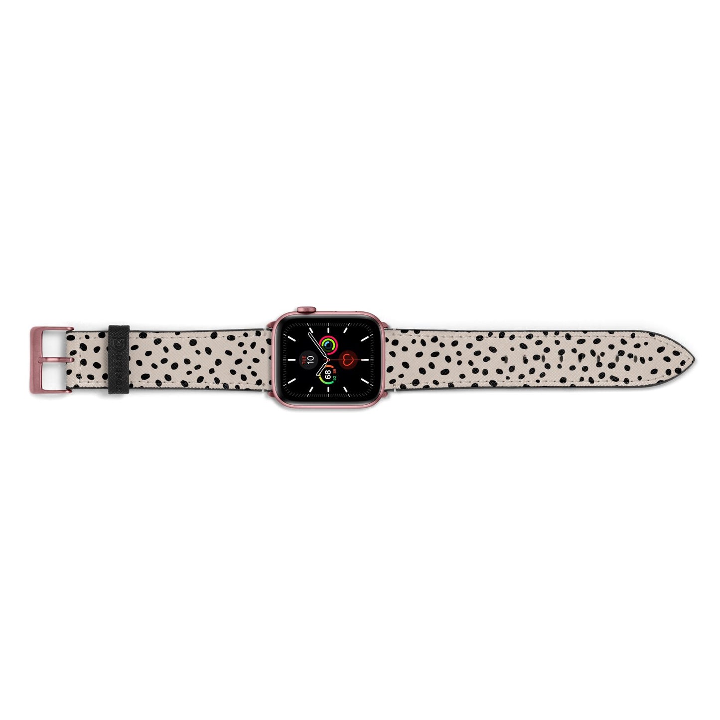 Almond Polka Dot Apple Watch Strap Landscape Image Rose Gold Hardware