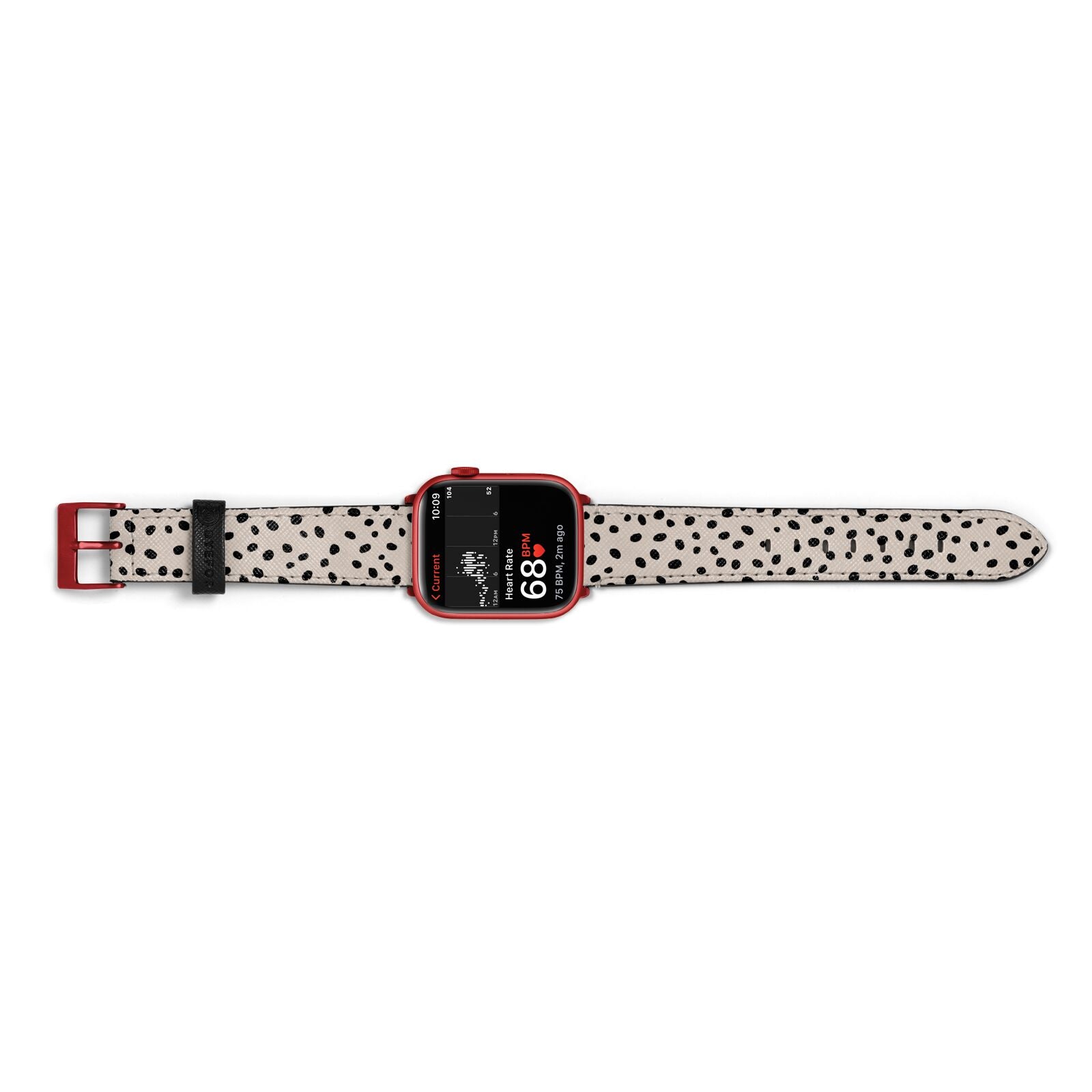 Almond Polka Dot Apple Watch Strap Size 38mm Landscape Image Red Hardware