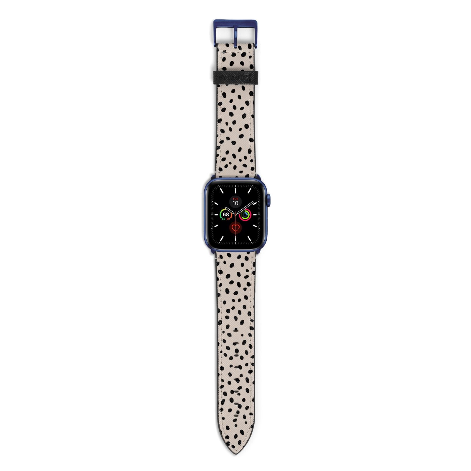 Almond Polka Dot Apple Watch Strap with Blue Hardware