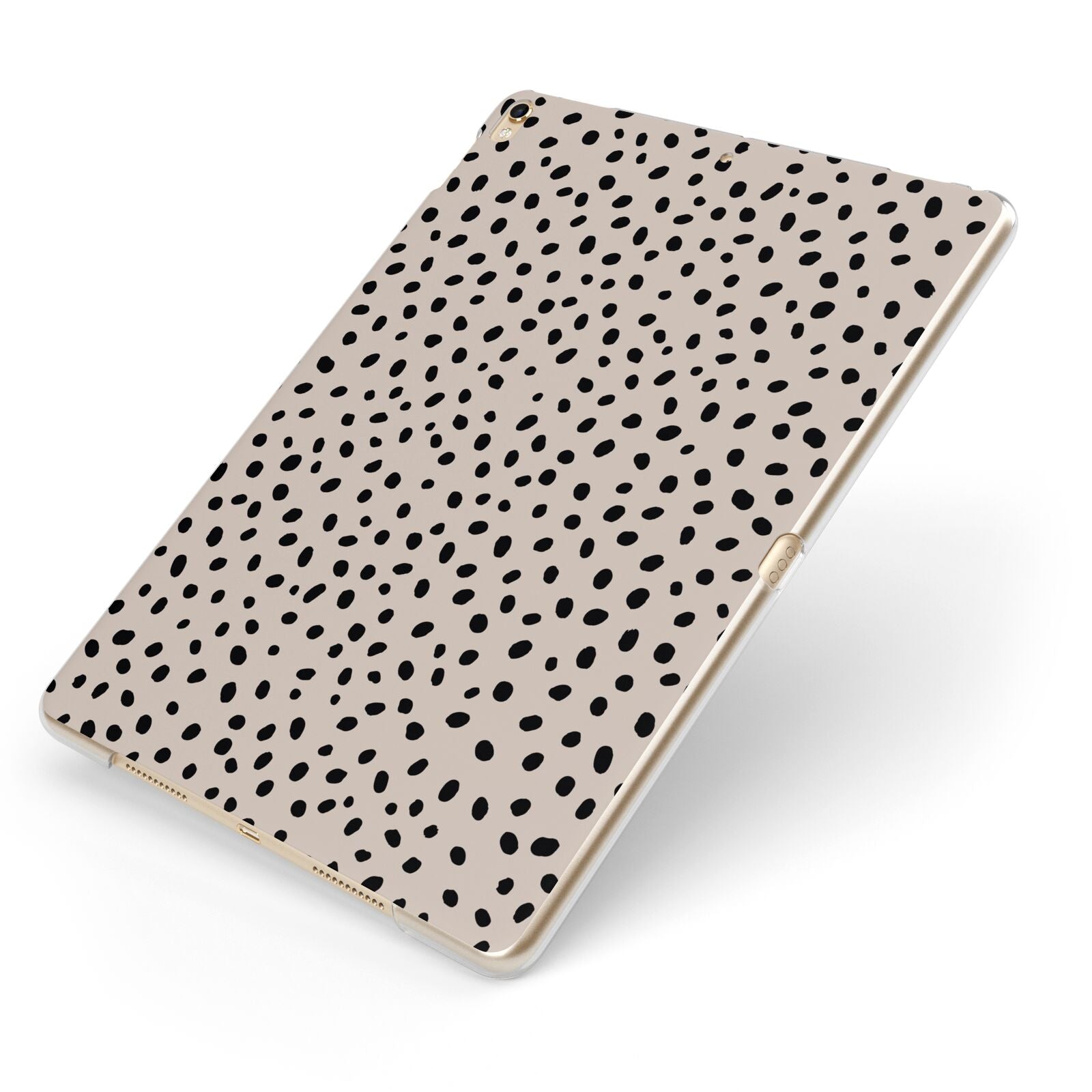 Almond Polka Dot Apple iPad Case on Gold iPad Side View