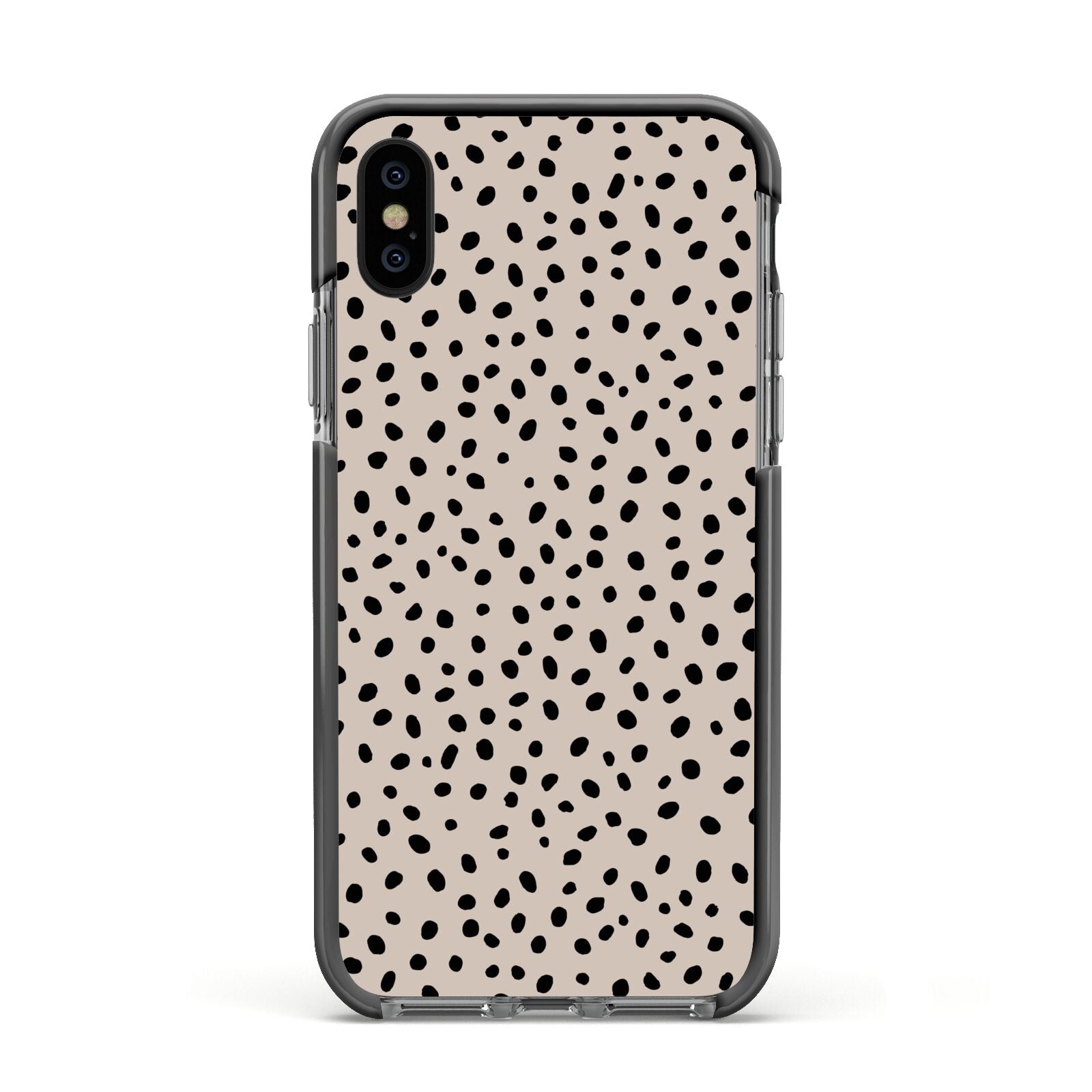 Almond Polka Dot Apple iPhone Xs Impact Case Black Edge on Black Phone