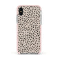 Almond Polka Dot Apple iPhone Xs Impact Case Pink Edge on Silver Phone