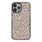 Almond Polka Dot iPhone 13 Pro Max Black Impact Case on Silver phone