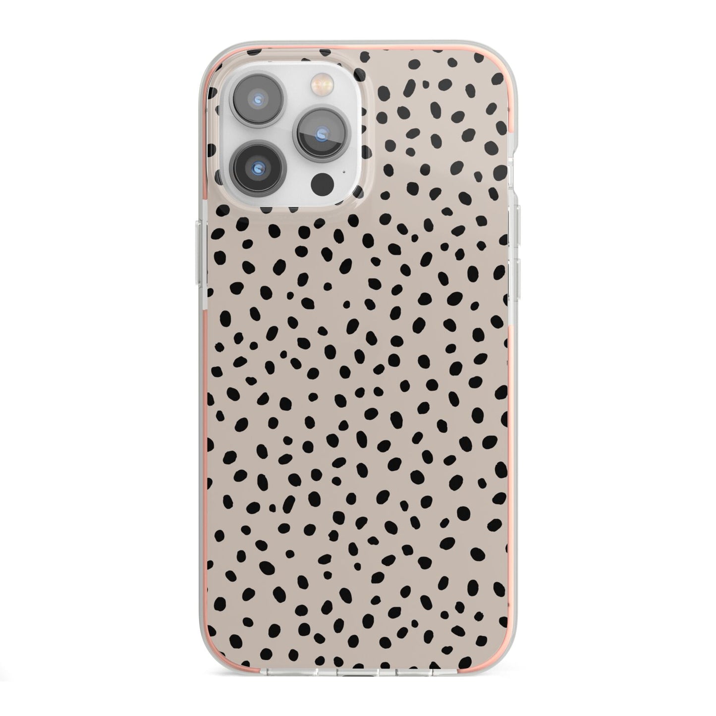 Almond Polka Dot iPhone 13 Pro Max TPU Impact Case with Pink Edges