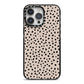 Almond Polka Dot iPhone 14 Pro Max Black Impact Case on Silver phone