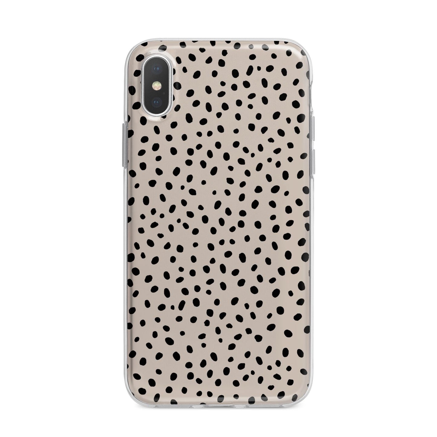 Almond Polka Dot iPhone X Bumper Case on Silver iPhone Alternative Image 1