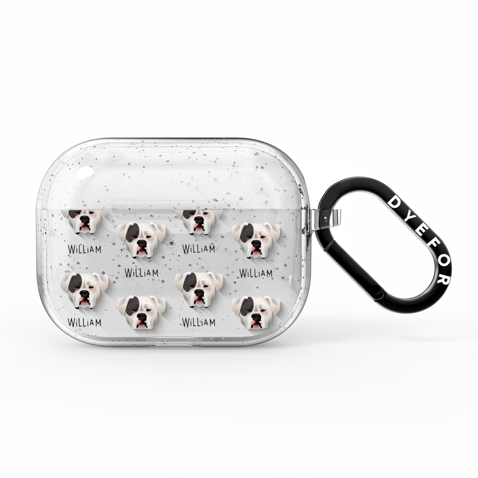 American Bulldog Icon with Name AirPods Pro Glitter Case