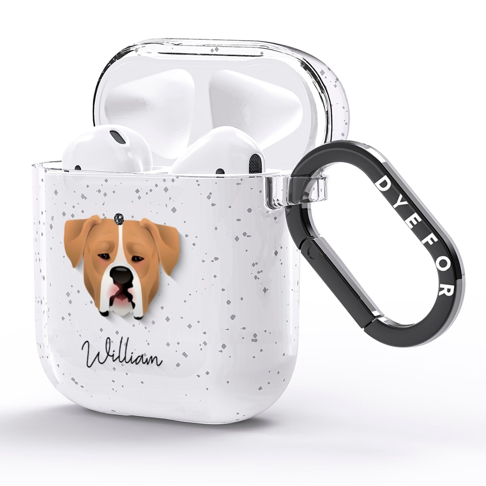 American Bulldog Personalised AirPods Glitter Case Side Image