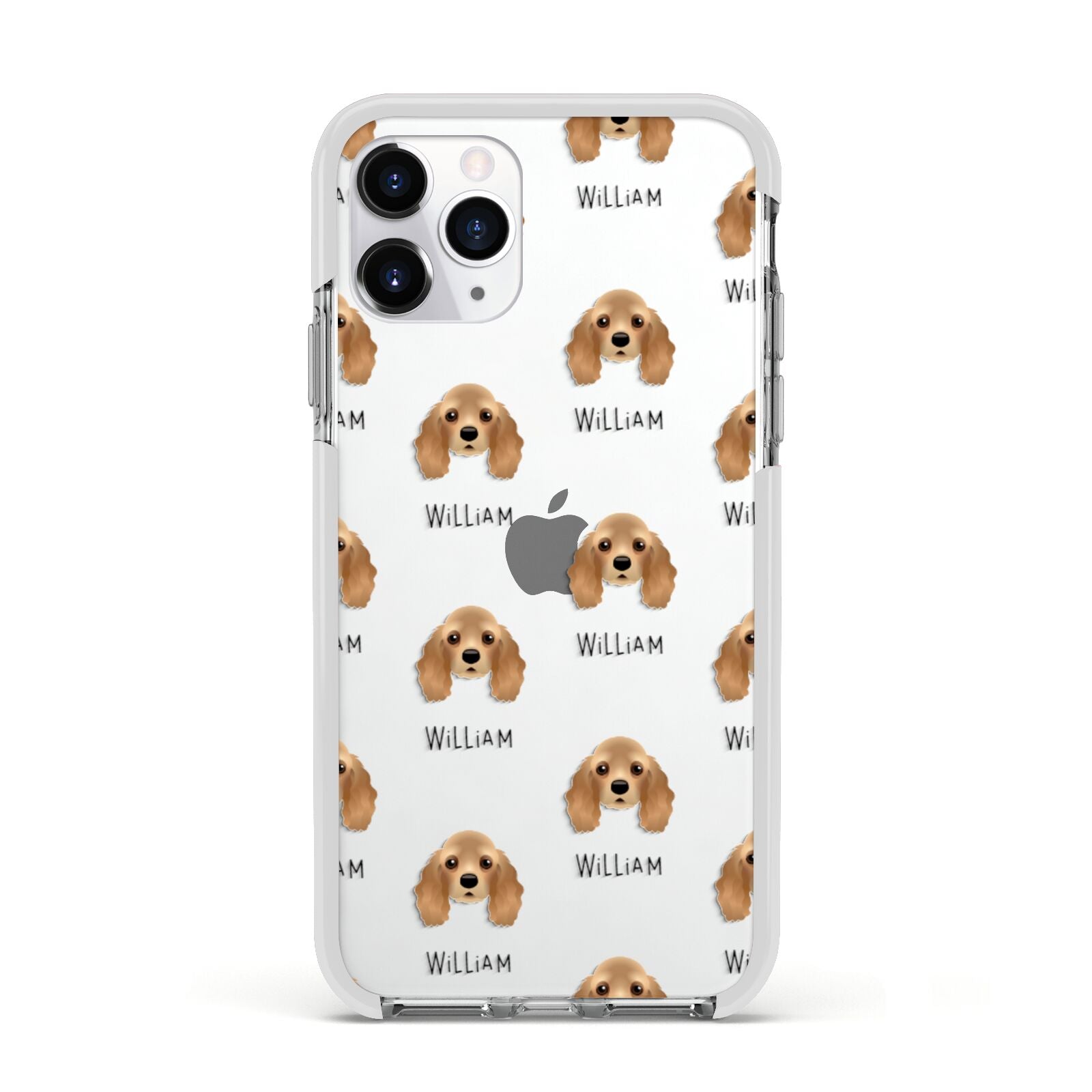 American Cocker Spaniel Icon with Name Apple iPhone 11 Pro in Silver with White Impact Case