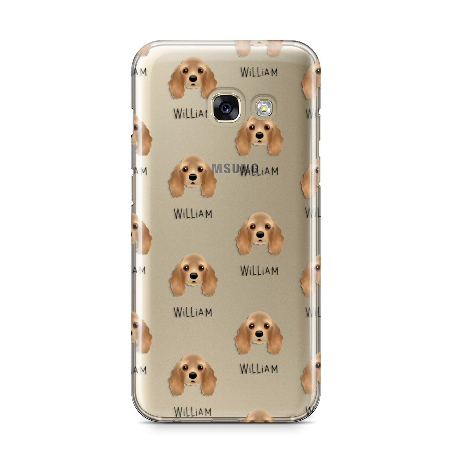 American Cocker Spaniel Icon with Name Samsung Galaxy A3 2017 Case on gold phone