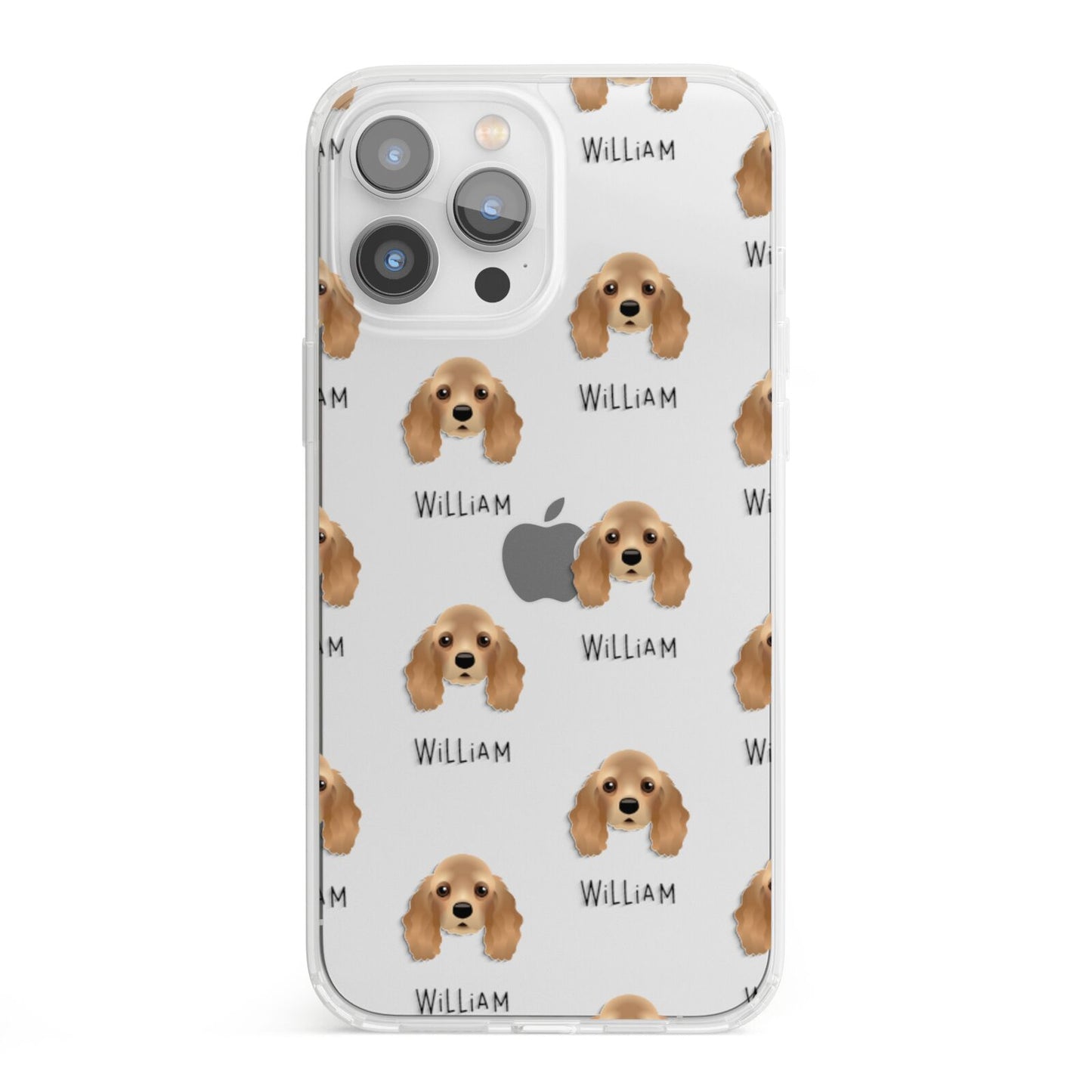 American Cocker Spaniel Icon with Name iPhone 13 Pro Max Clear Bumper Case