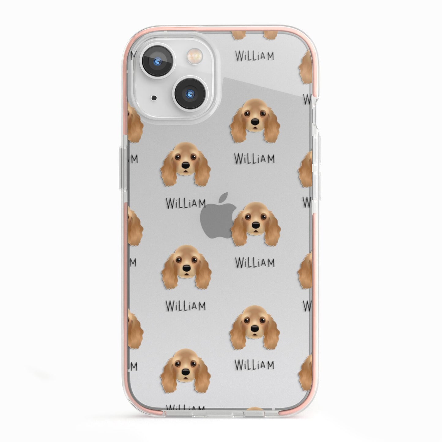 American Cocker Spaniel Icon with Name iPhone 13 TPU Impact Case with Pink Edges