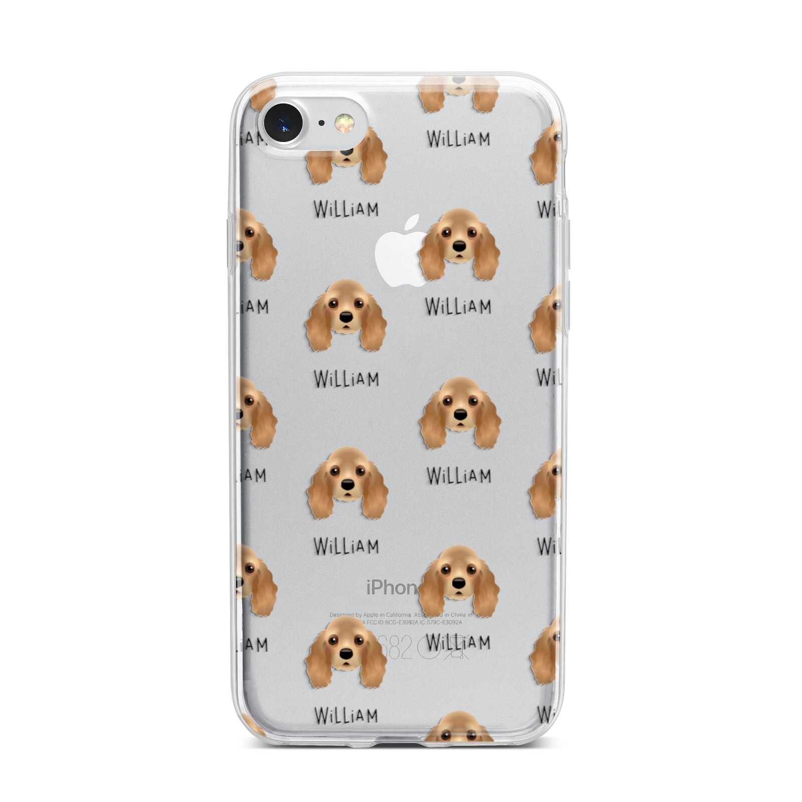 American Cocker Spaniel Icon with Name iPhone 7 Bumper Case on Silver iPhone