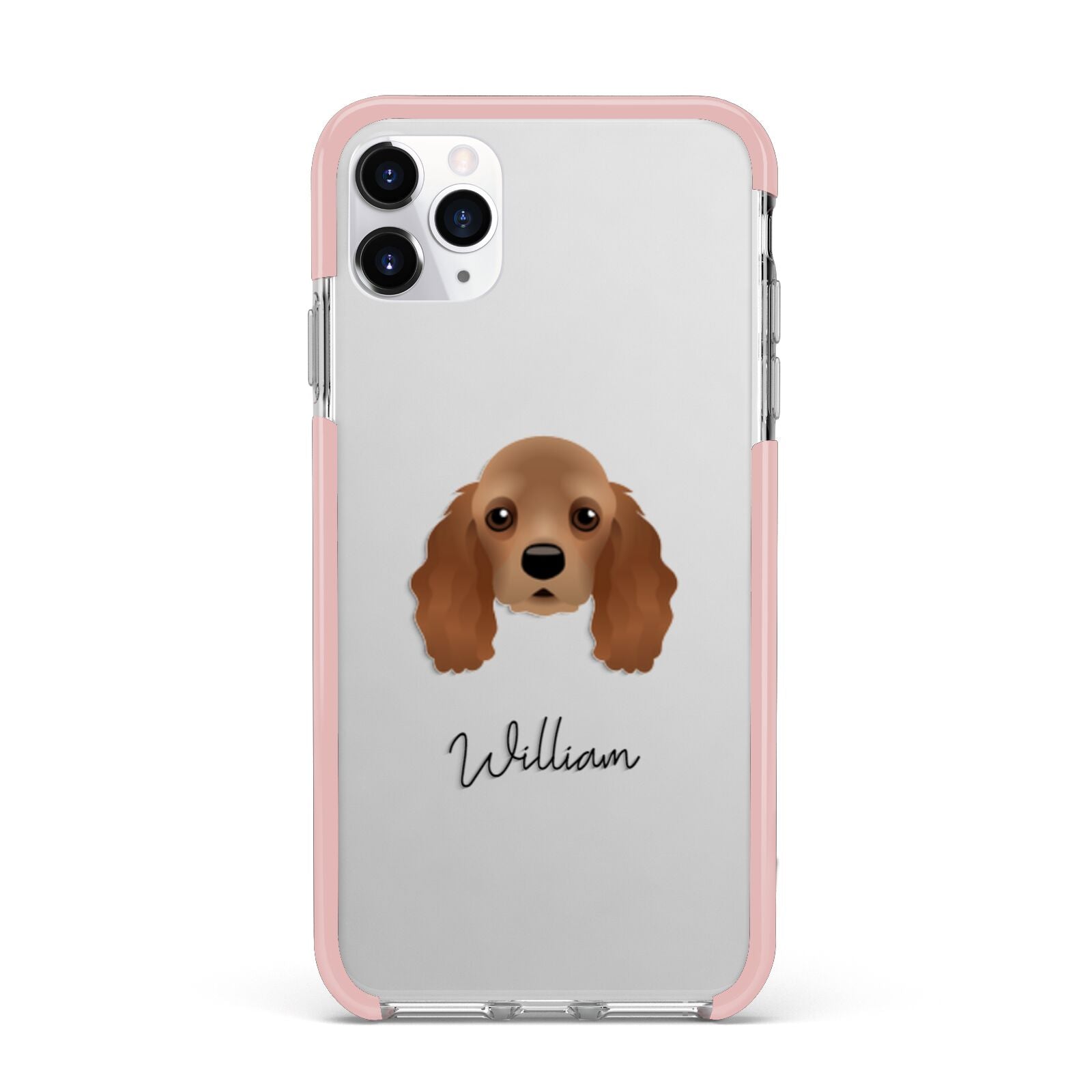 American Cocker Spaniel Personalised iPhone 11 Pro Max Impact Pink Edge Case