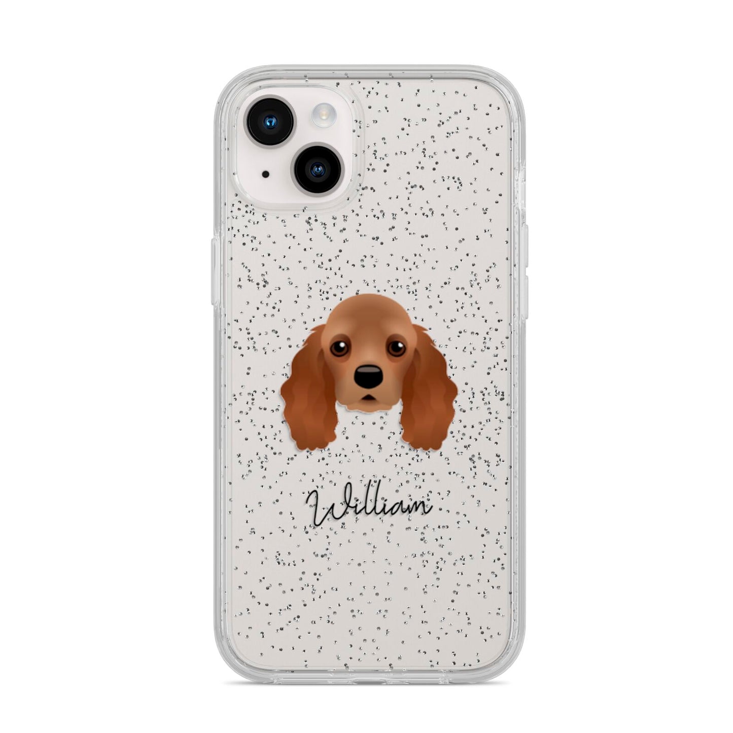 American Cocker Spaniel Personalised iPhone 14 Plus Glitter Tough Case Starlight