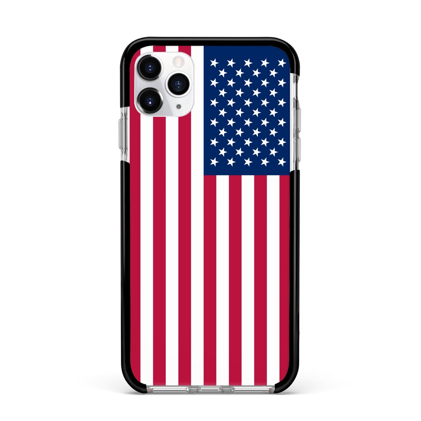 American Flag Apple iPhone 11 Pro Max in Silver with Black Impact Case