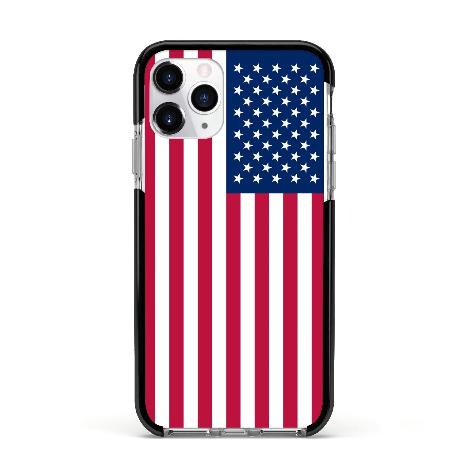 American Flag Apple iPhone 11 Pro in Silver with Black Impact Case