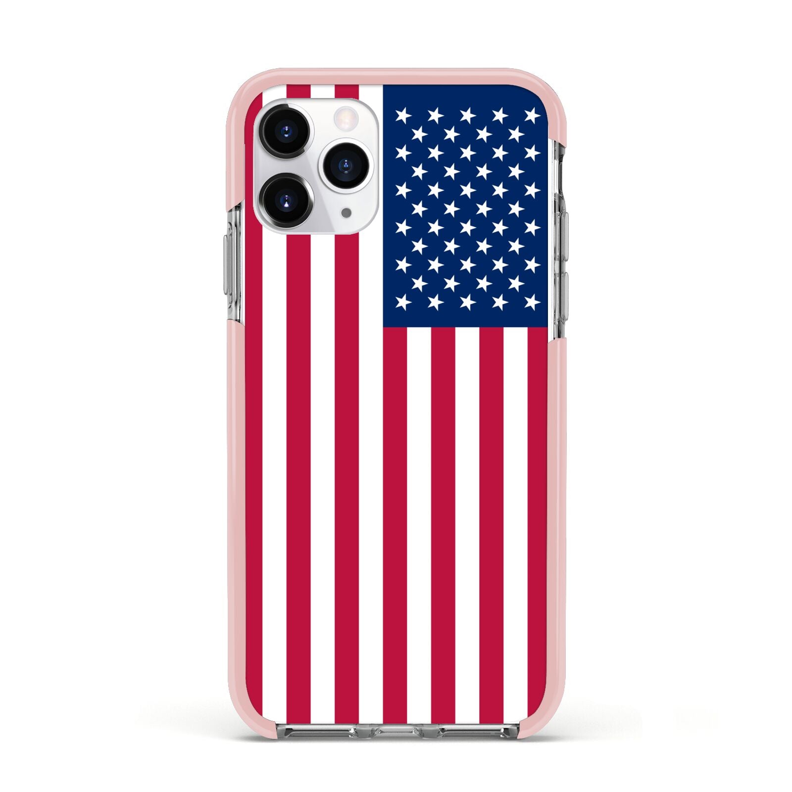 American Flag Apple iPhone 11 Pro in Silver with Pink Impact Case