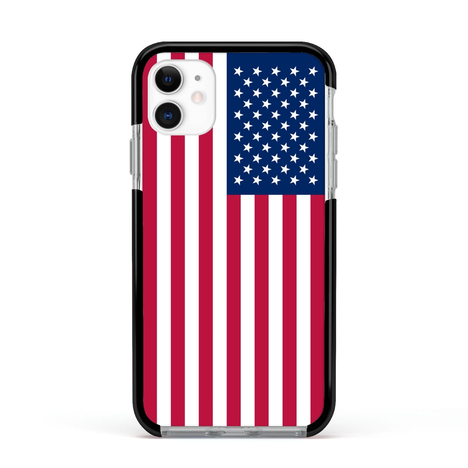 American Flag Apple iPhone 11 in White with Black Impact Case