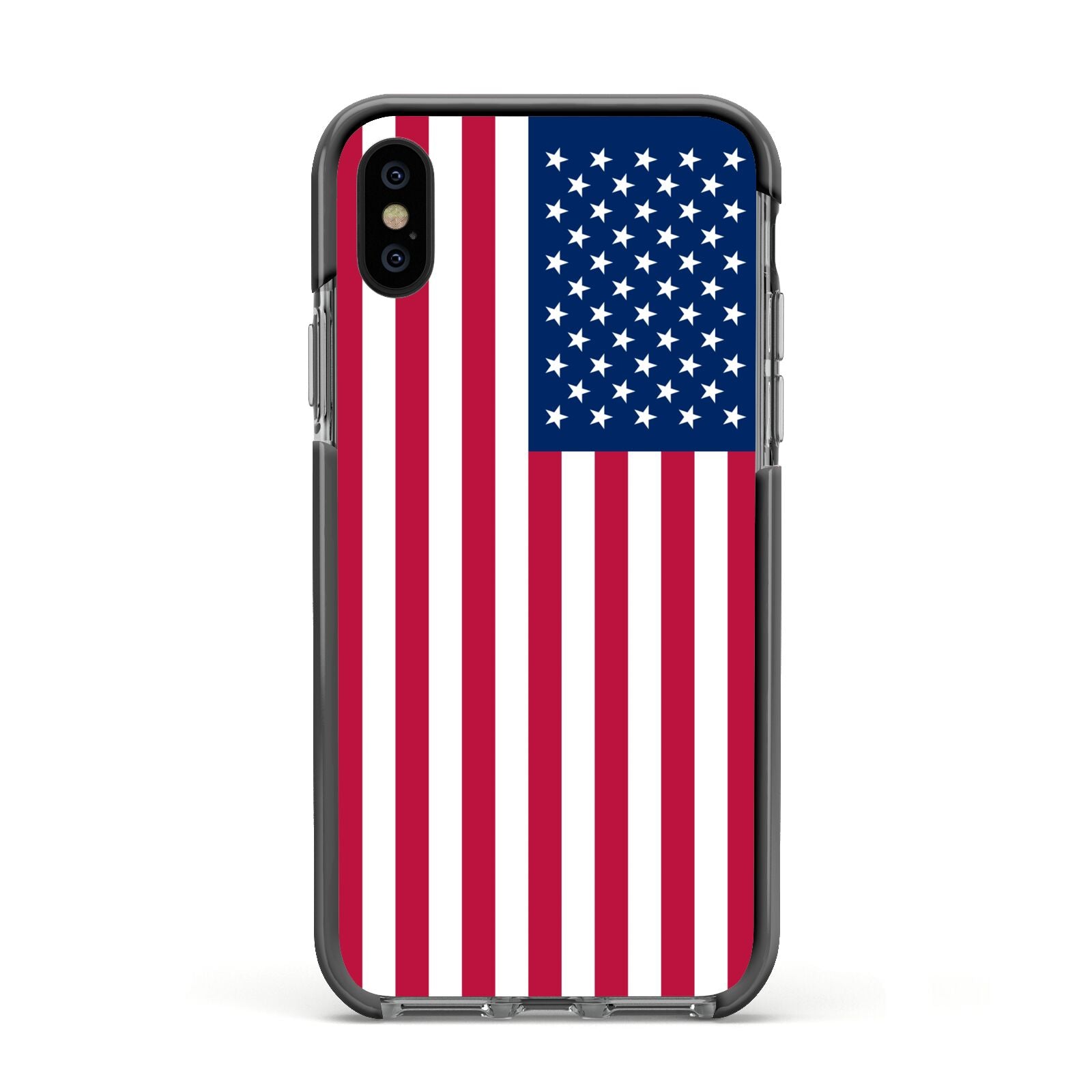 American Flag Apple iPhone Xs Impact Case Black Edge on Black Phone