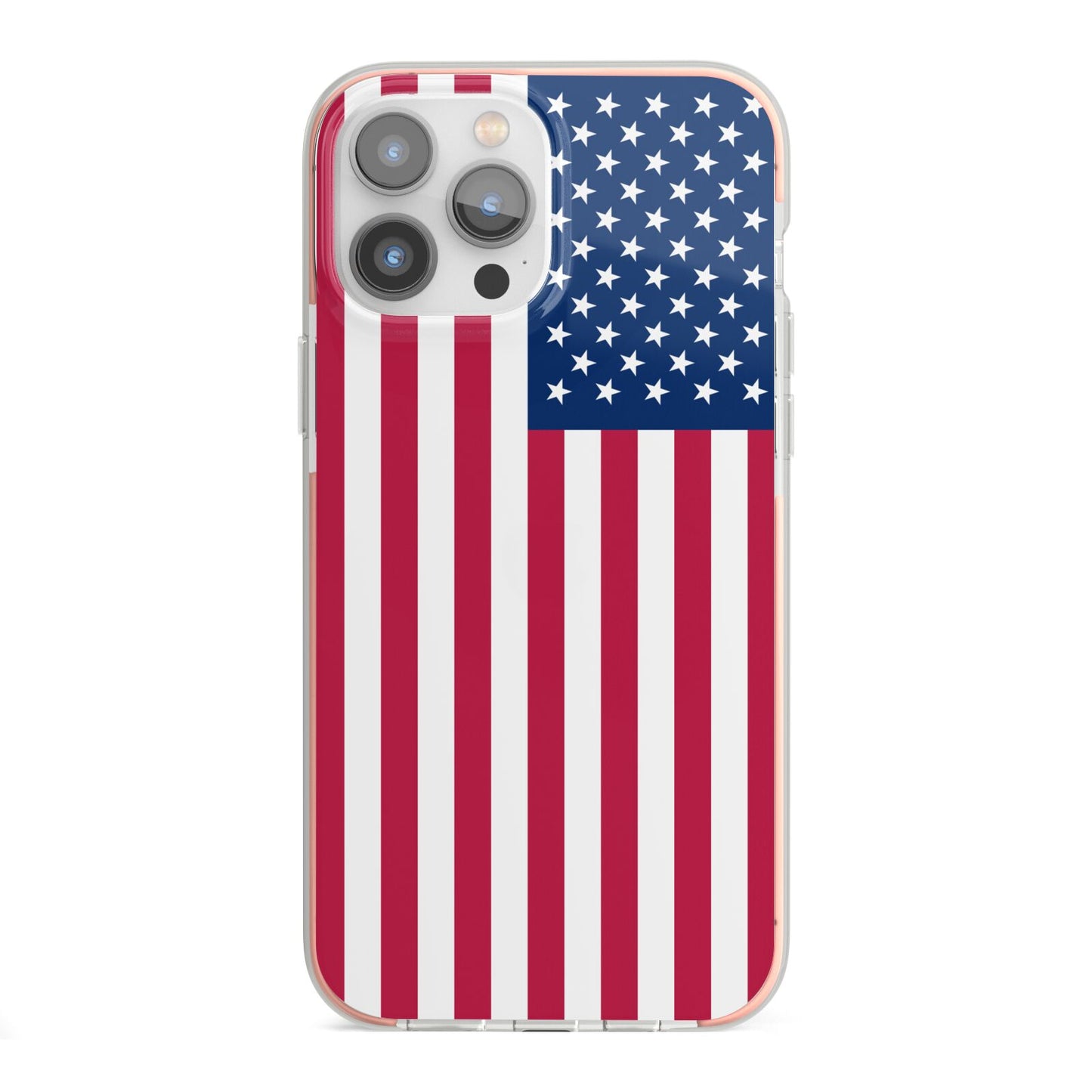 American Flag iPhone 13 Pro Max TPU Impact Case with Pink Edges