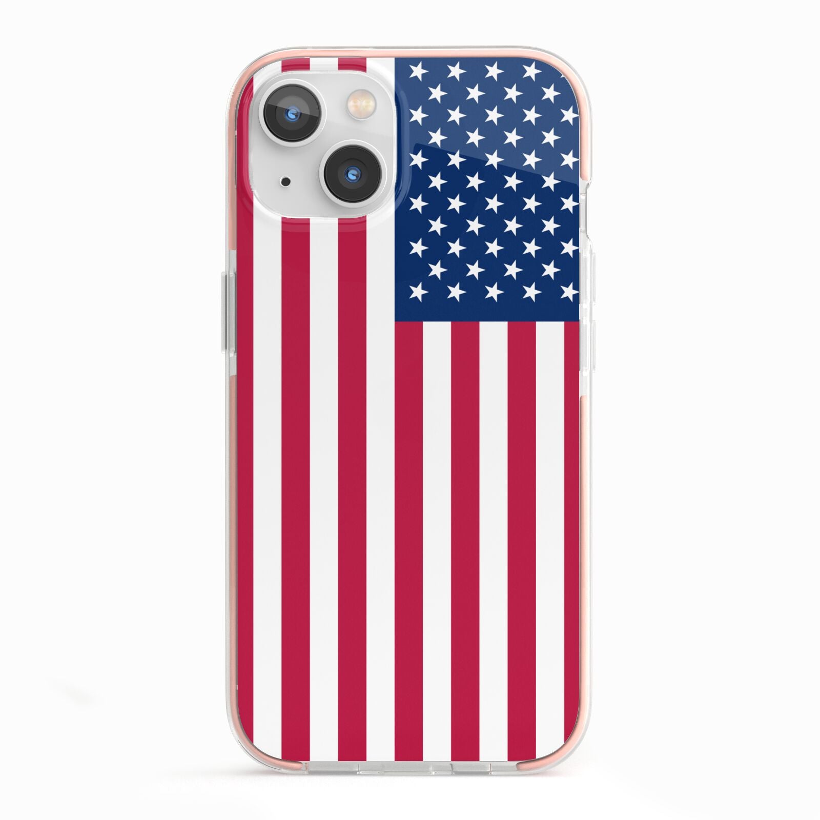 American Flag iPhone 13 TPU Impact Case with Pink Edges