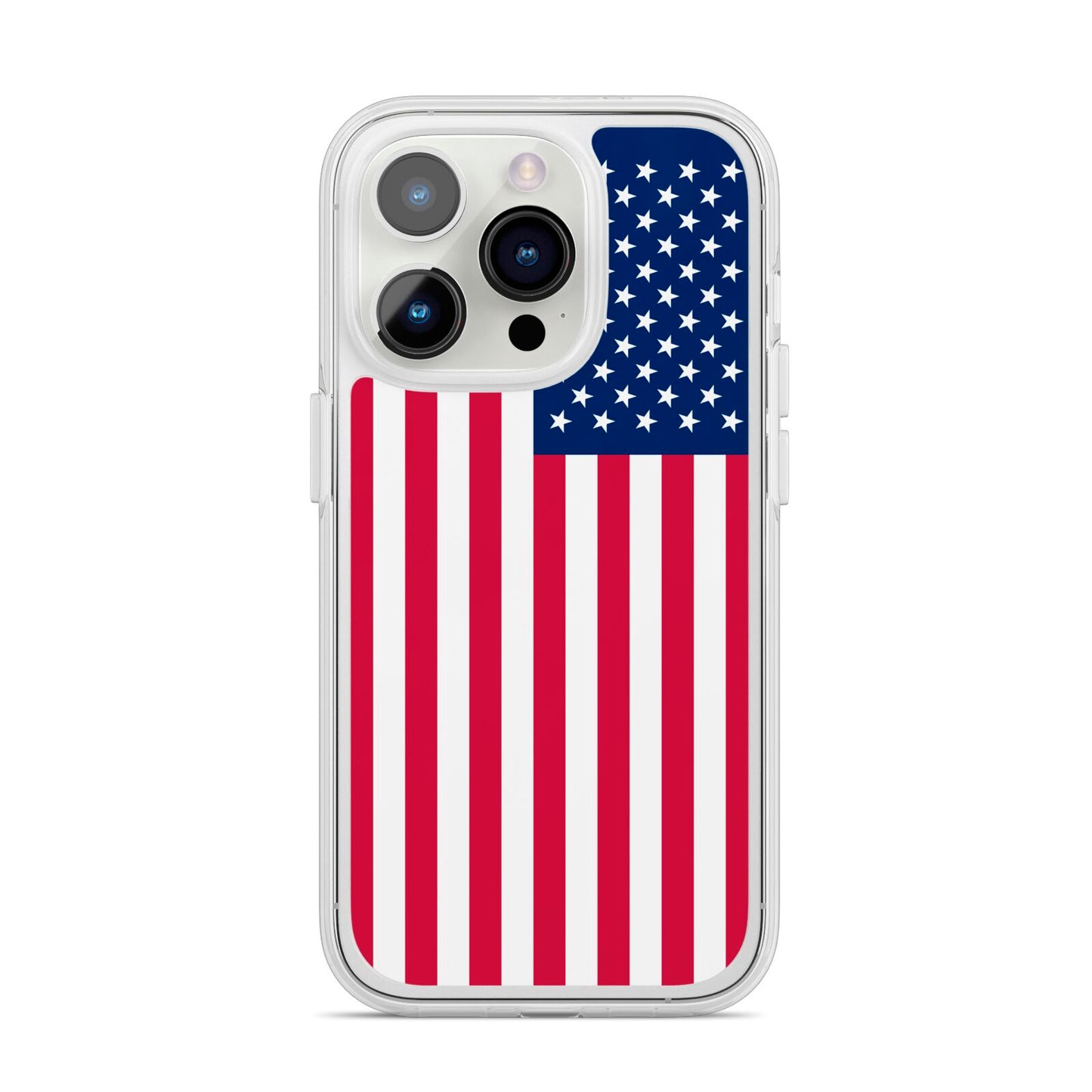 American Flag iPhone 14 Pro Clear Tough Case Silver