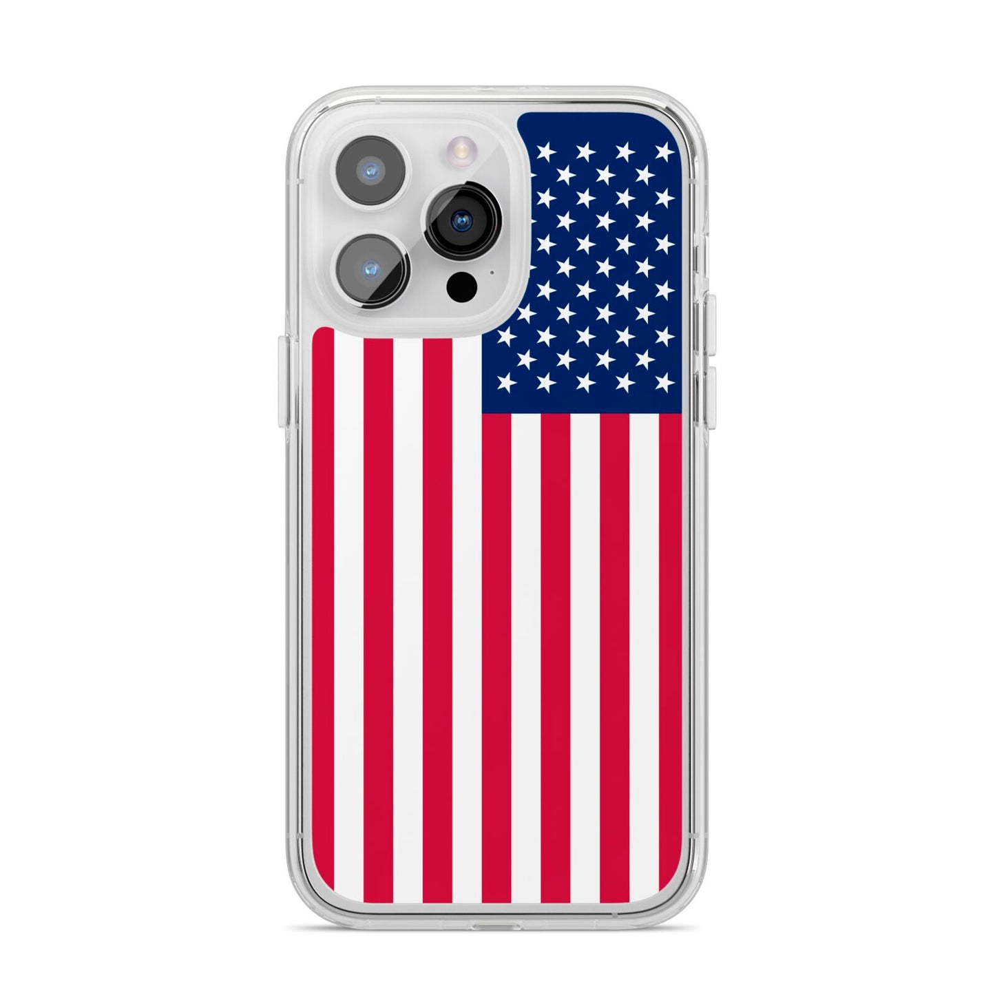 American Flag iPhone 14 Pro Max Clear Tough Case Silver