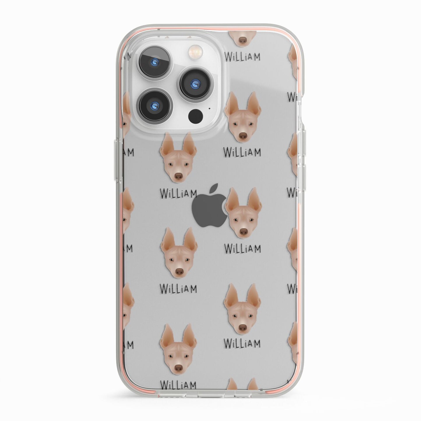 American Hairless Terrier Icon with Name iPhone 13 Pro TPU Impact Case with Pink Edges