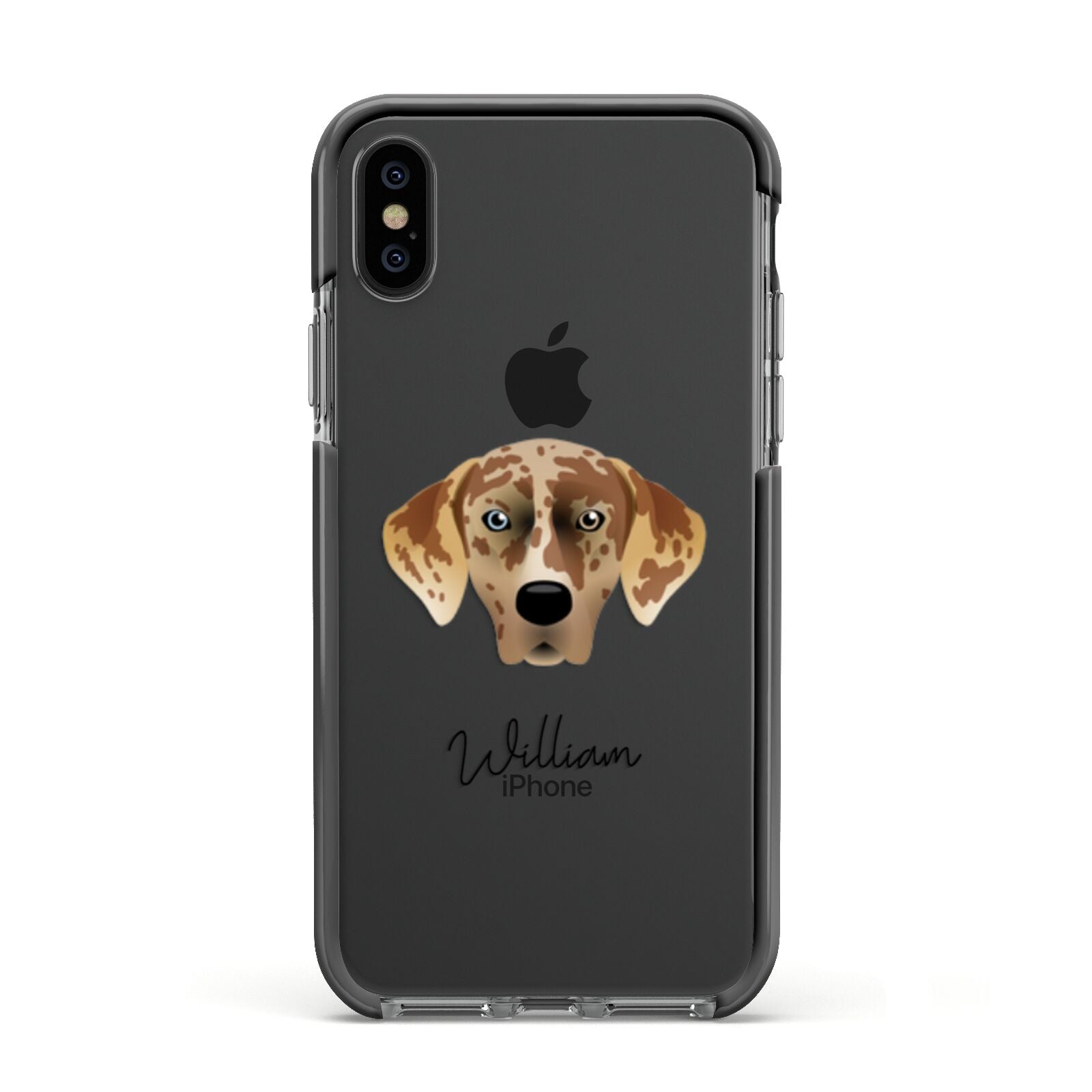 American Leopard Hound Personalised Apple iPhone Xs Impact Case Black Edge on Black Phone