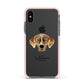 American Leopard Hound Personalised Apple iPhone Xs Impact Case Pink Edge on Black Phone