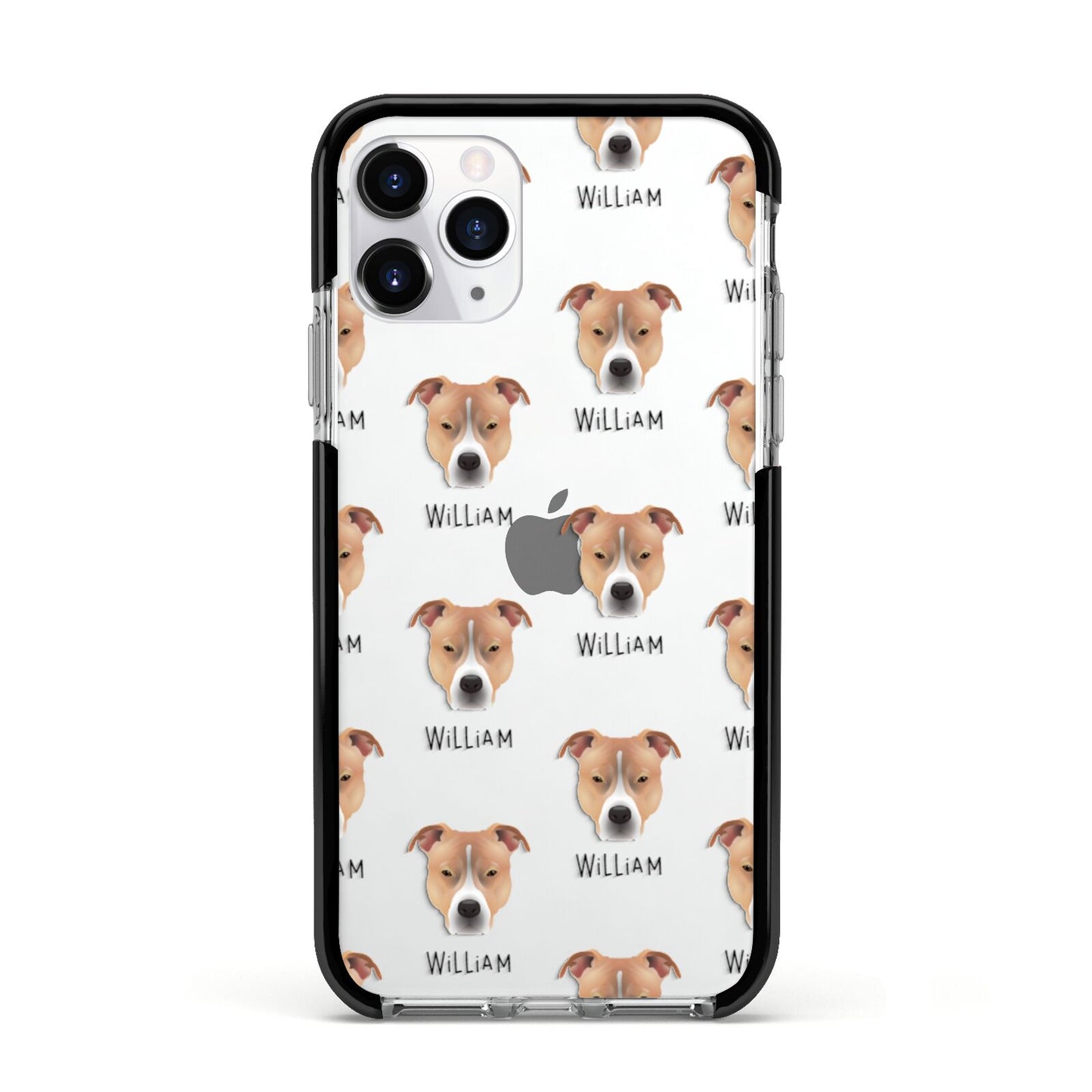 American Pit Bull Terrier Icon with Name Apple iPhone 11 Pro in Silver with Black Impact Case