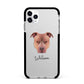 American Pit Bull Terrier Personalised Apple iPhone 11 Pro Max in Silver with Black Impact Case