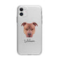 American Pit Bull Terrier Personalised Apple iPhone 11 in White with Bumper Case