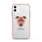 American Pit Bull Terrier Personalised Apple iPhone 11 in White with Pink Impact Case