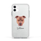American Pit Bull Terrier Personalised Apple iPhone 11 in White with White Impact Case