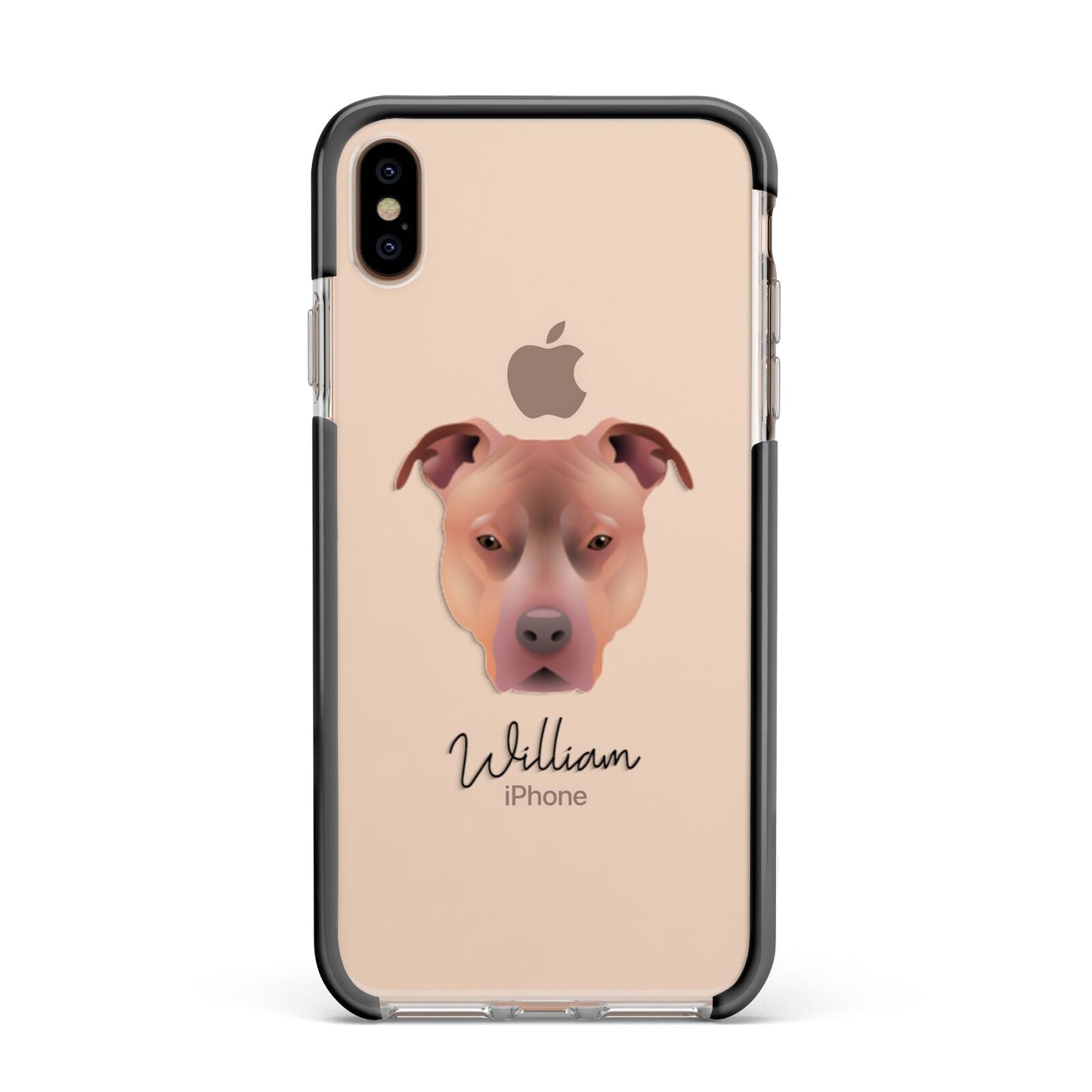 American Pit Bull Terrier Personalised Apple iPhone Xs Max Impact Case Black Edge on Gold Phone