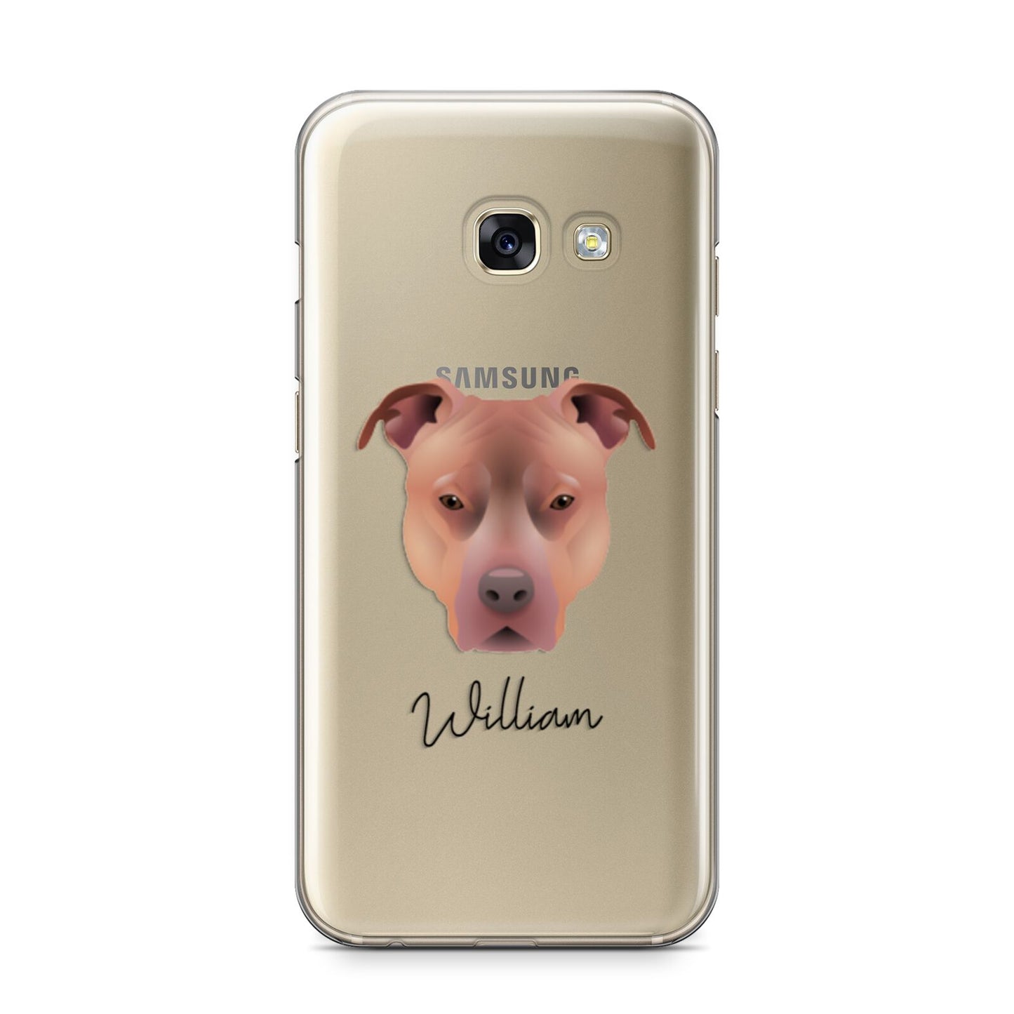 American Pit Bull Terrier Personalised Samsung Galaxy A3 2017 Case on gold phone